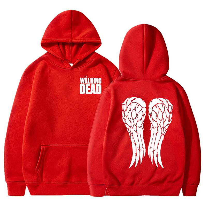 Women Men Casual Pullover Personalized Sweatshirt New Funny The Walking Dead Print Hoodie with Angel Wings Design