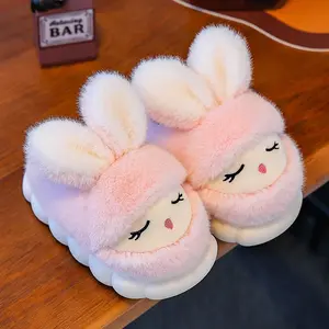 Winter Indoor Slippers for Youngsters, Cute Rabbit Warm Plush Home Shoes.