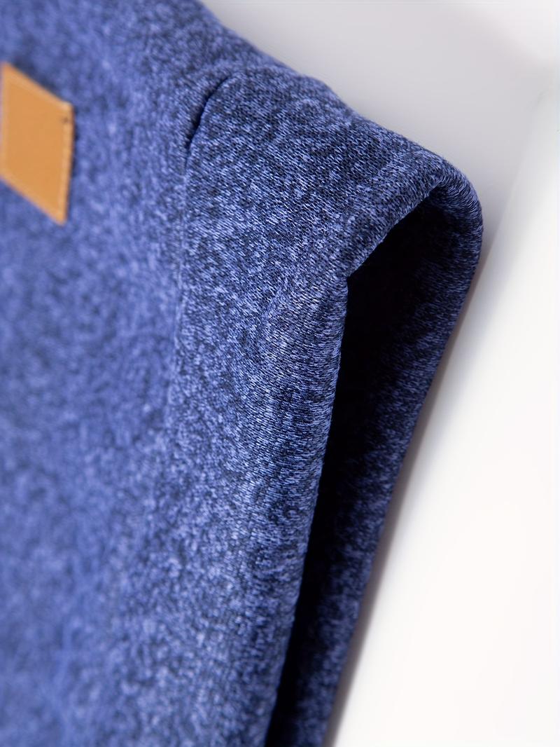 3-Pack Men'S Fleece-Lined Half-Zip Sweatshirts, Casual Solid Color Pullovers with Stand Collar, Long Sleeve, Polyester 100%, Slight Stretch, Knit Fabric, 210g/m², for Fall/Winter, Hiking & Outdoor, Regular Fit