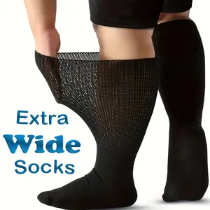 Extra Wide Socks, Suitable for Swollen Feet, Stretchable to 30inch for Men and Women, Medium and Large Size Socks, Non-Binding Seamless Socks, Loose Fit, Neuropathy and Heavyweight Seniors - Most Sizes Suitable