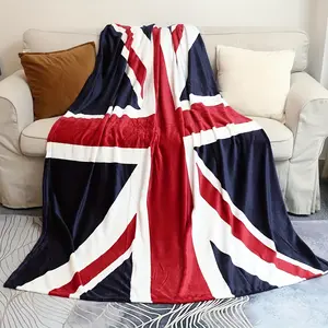 1 Piece UK Flag Print Blanket, Ultra Soft Flannel Double Blanket for Bed Sofa Chair Autumn Winter Camping Living Room Office Gift, Multi-purpose Holiday Gift Blanket