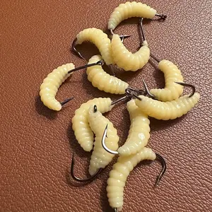 10-Pack Silicone Maggot Fishing Lures with Hooks - Artificial Baits for Trout, Crucian Carp, Bluegill, Panfish - Versatile Freshwater Fishing Accessories bait lure