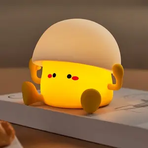 1 Cute Egg Yolk Silicone Night Light Smart Tap Lamp USB Charging with Data Cable, Room Desktop Decoration Atmosphere Light Three Brightness Levels, 30 Minutes Sleep Companion, Timer Automatic Shutdown, Christmas Birthday Gift for Friends and Colleagues