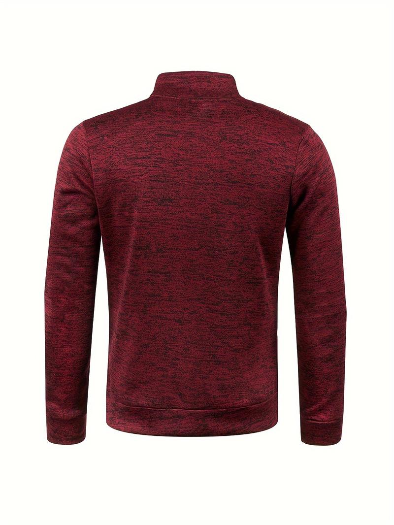 3-Pack Men'S Fleece-Lined Half-Zip Sweatshirts, Casual Solid Color Pullovers with Stand Collar, Long Sleeve, Polyester 100%, Slight Stretch, Knit Fabric, 210g/m², for Fall/Winter, Hiking & Outdoor, Regular Fit