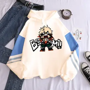 Men Patchwork Clothes Fleece Warm Winter Hooded Sweatshirt Anime My Hero Academia Kawaii Bakugo Katsuki Manga Hoodies