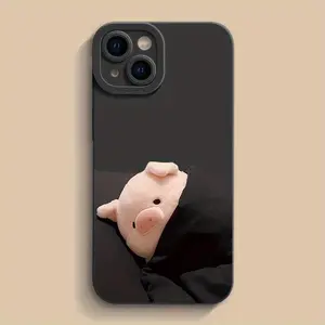 A Cute Pink Pig Insomnia Sad Pattern Matte Phone Case, Suitable for iPhone 17 Air/16 Plus/15 Pro Max/14 Pro/13/12/11/XS Max/X Phone Case, Perfect Gift for Family, Friends, Lovers, Girlfriends on Holidays MS371