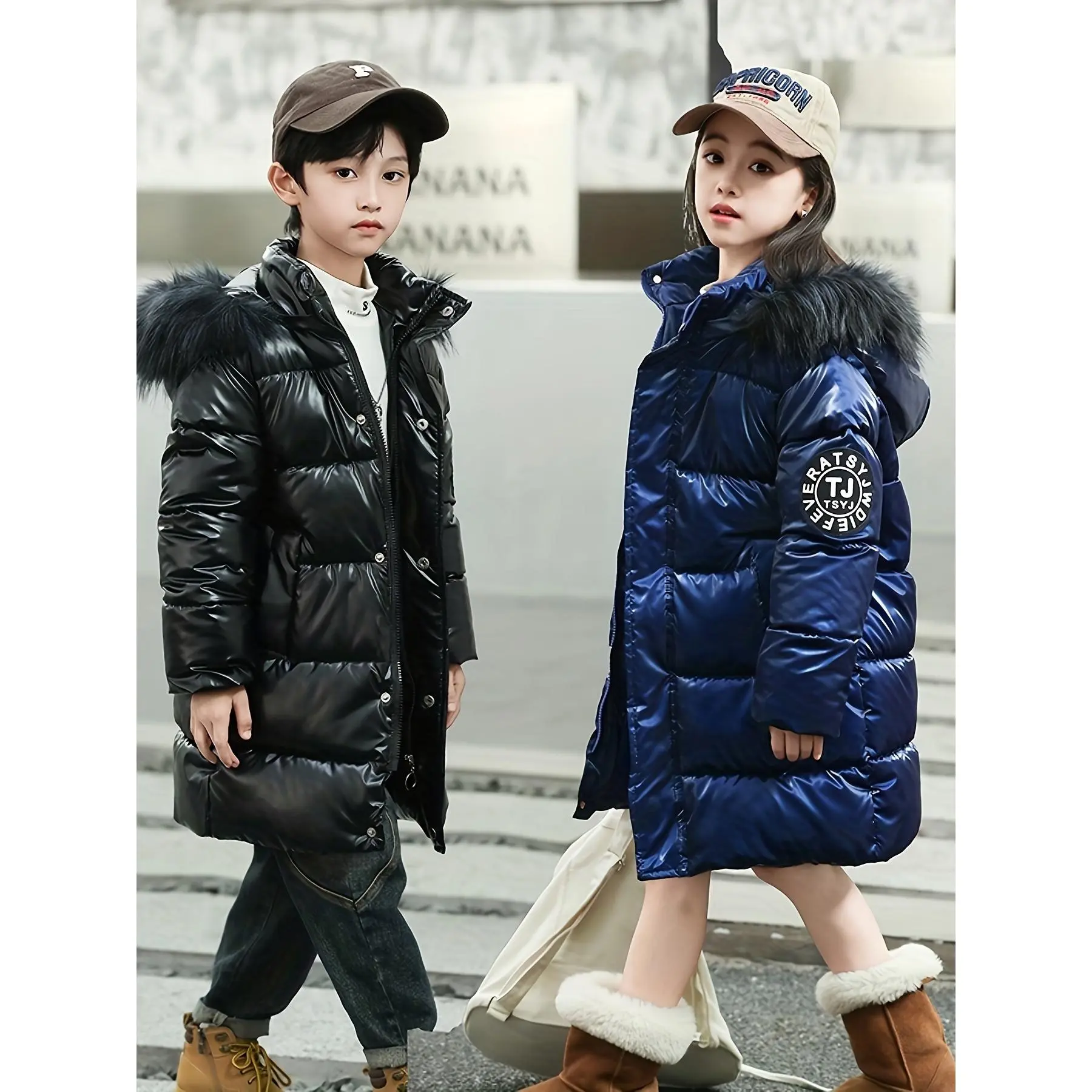 Girls' Polyester Solid Padded Puffer Jacket - Minimalist Hooded Winter Coat, Long Sleeves, Zipper Pockets, Flared Hem, Fits 5-6 Years, 11-12y, 13-14y, 15y