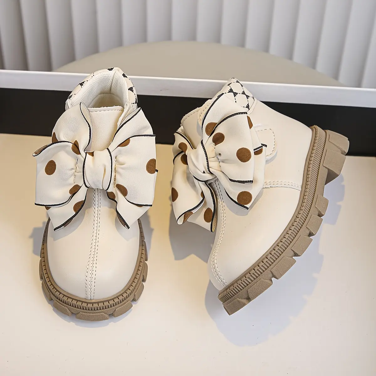 Girls' Cute Boots with Ribbon Boot Bows, Lightweight Non-Slip All-Season Fashion Footwear for Daily Wear