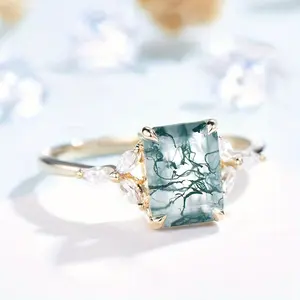 Elegant 925 Sterling Silvery Ring with Unique Natural Aquatic Agate - Perfect for Weddings & Engagements, Women's Fashion Jewelry