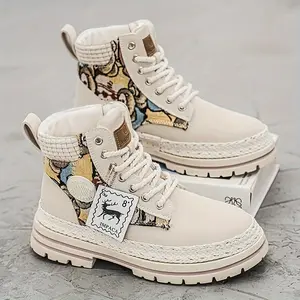 Men's High-Top Chukka Boots - All-Season Sports & Casual Street Style, Solid Color with Fabric and PU Upper, Comfortable Fabric Insole, PVC Sole, Round Toe Lace-Up Shoes - For Men - Suitable for Hiking, Walking & Daily Wear - Great Gift for Outdoor