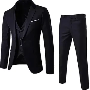 Men'S Business And Leisure Suit Three Piece Set Groom And Best Man Men'S Wedding Suit Set Jacket Vest & Pants Menswear Overalls Formal Wear Formal Workwear Human Long Sleeve Business Casual Outfits Men Date Night Outfit Western Clothing