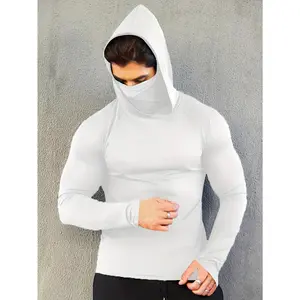 A Men'S Hoodie with a Mask, Quick-Drying And Breathable Long-Sleeve T-Shirt - Spring And Autumn Compression Sports Top - Enhances Your Workout Performance, a Gift.