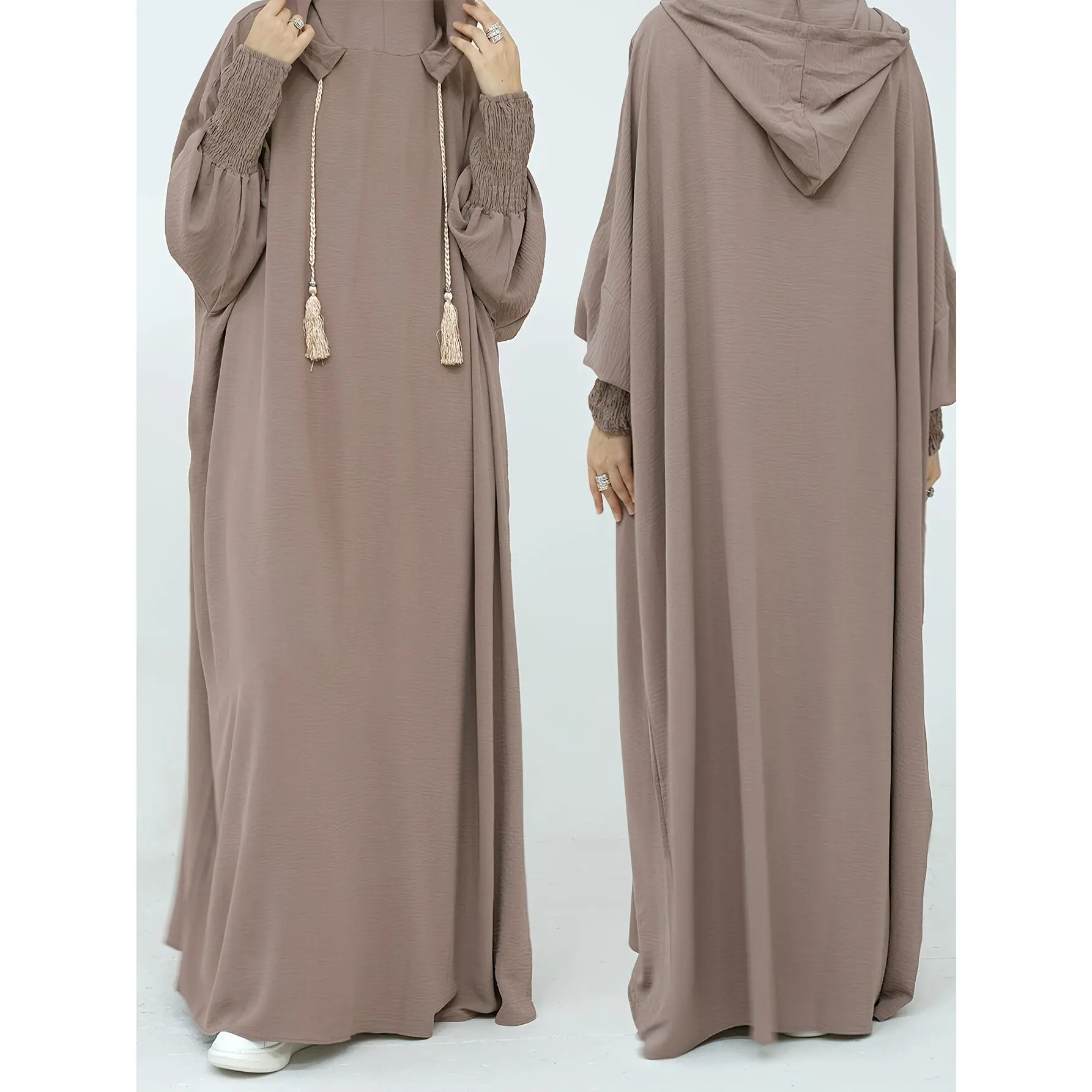 [Ramadan | Elegant] Ramadan Elegant Women's Loose-Fitting Hooded Long Tunic |   Featuring Batwing Sleeves