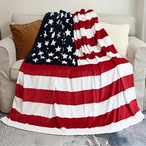 1 Piece Super Soft American Flag Print Flannel Blanket-Perfect for Bed, Sofa, Chair, Camping, Living Room, Office and Gift-Multi-Purpose Holiday Gift