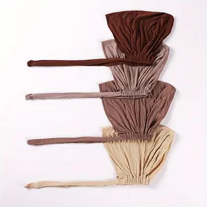 4-Pack Modal Hijab Caps Inner Scarf Set, 100% Polyester Spandex, Breathable Knitted Turban Hats with Drawstring Closure, Elastic Band, Religious Theme, Multi-Color