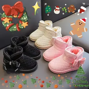 Cozy & Cute Girls' Winter Snow Boots - Warm Fleece-Lined, Waterproof EVA Upper with Adorable Bow Detail, Thick Non-Slip Rubber Sole - Perfect for Outdoor Adventures & Casual Wear