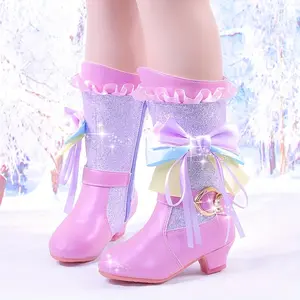 Trendy Cute Bowknot Tassel Dress Boots Girls, Confortable Warm Plus Fleece-heeled Boots Party Travel, All Seasons