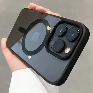 Acrylic Wireless Charge Phone Case For iPhone 17Air 17 16 15 14 13 12 11 Pro Max Plus For Magsafe Transparent Magnetic Hard Cover