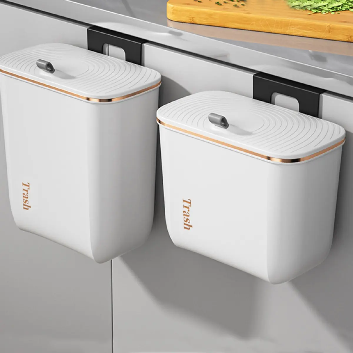 7/9L Hanging Waste Recycling Bins Storage Box with Lid, Kitchen Stackable Rubbish Bin