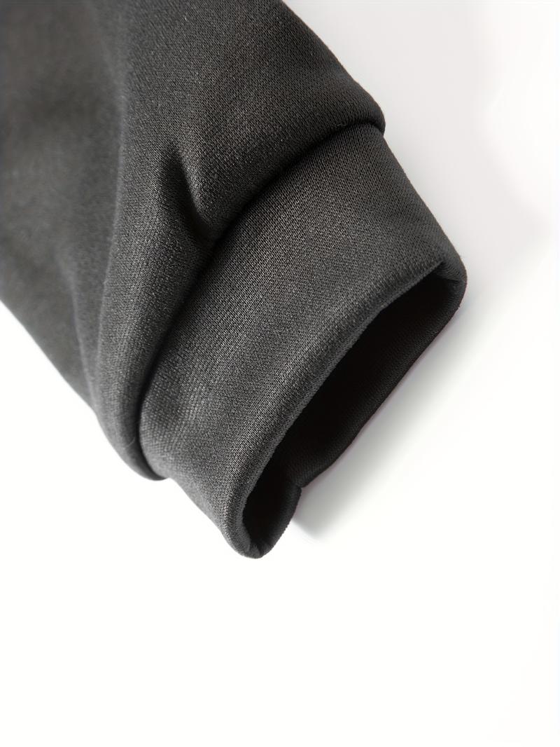 3-Pack Men'S Fleece-Lined Half-Zip Sweatshirts, Casual Solid Color Pullovers with Stand Collar, Long Sleeve, Polyester 100%, Slight Stretch, Knit Fabric, 210g/m², for Fall/Winter, Hiking & Outdoor, Regular Fit