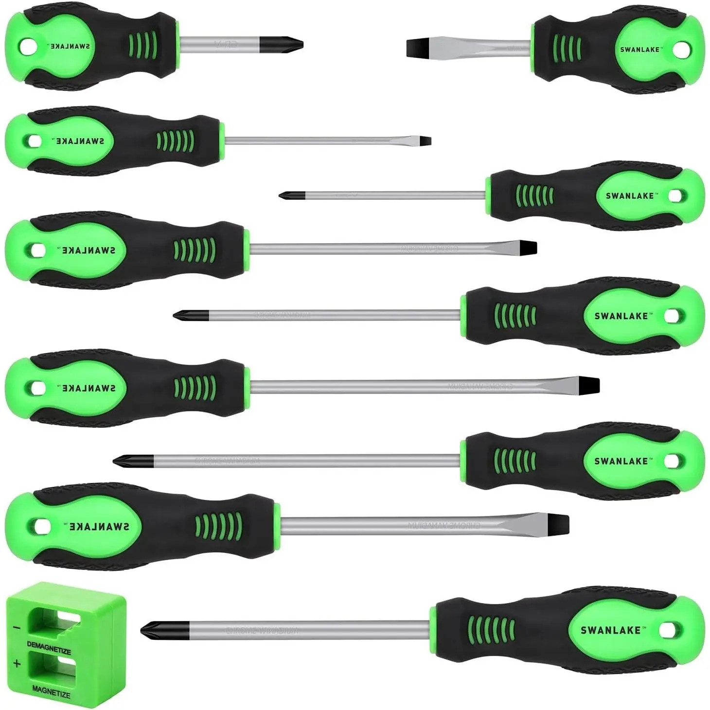11PCS Screwdriver Set, 5 and 5 Flat Head Tips for Fastening and Loosening Seized (11PCS)