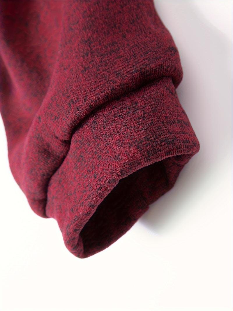 3-Pack Men'S Fleece-Lined Half-Zip Sweatshirts, Casual Solid Color Pullovers with Stand Collar, Long Sleeve, Polyester 100%, Slight Stretch, Knit Fabric, 210g/m², for Fall/Winter, Hiking & Outdoor, Regular Fit