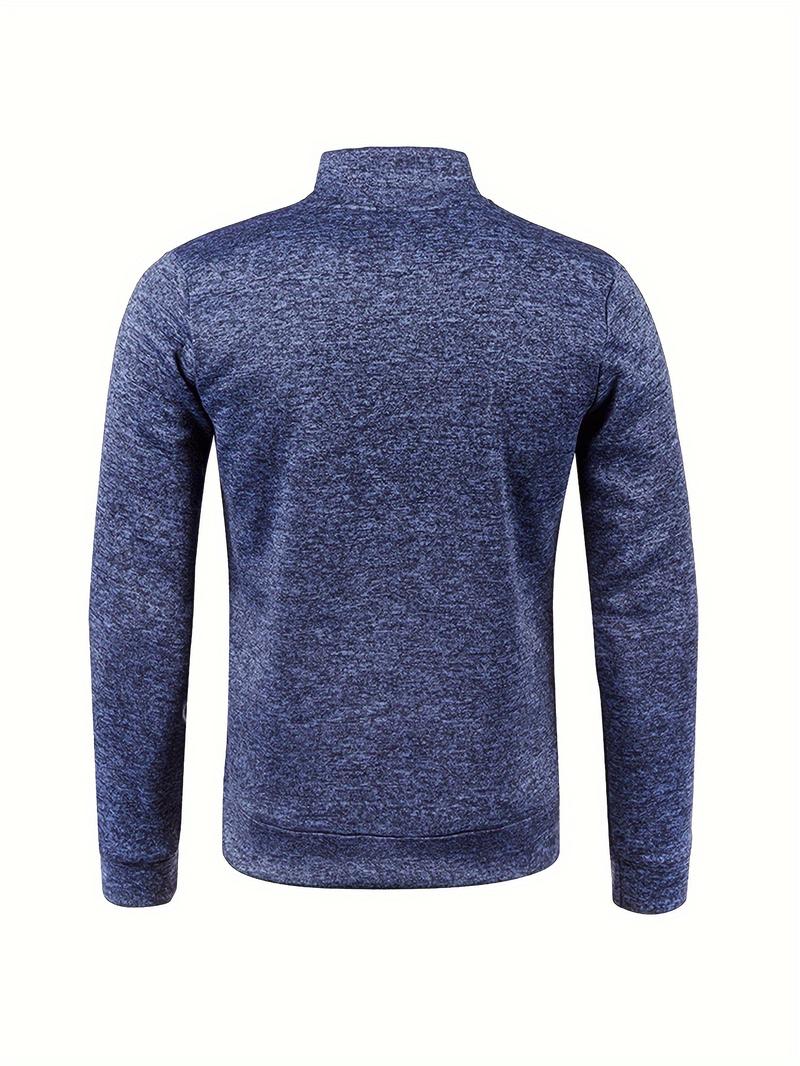 3-Pack Men'S Fleece-Lined Half-Zip Sweatshirts, Casual Solid Color Pullovers with Stand Collar, Long Sleeve, Polyester 100%, Slight Stretch, Knit Fabric, 210g/m², for Fall/Winter, Hiking & Outdoor, Regular Fit