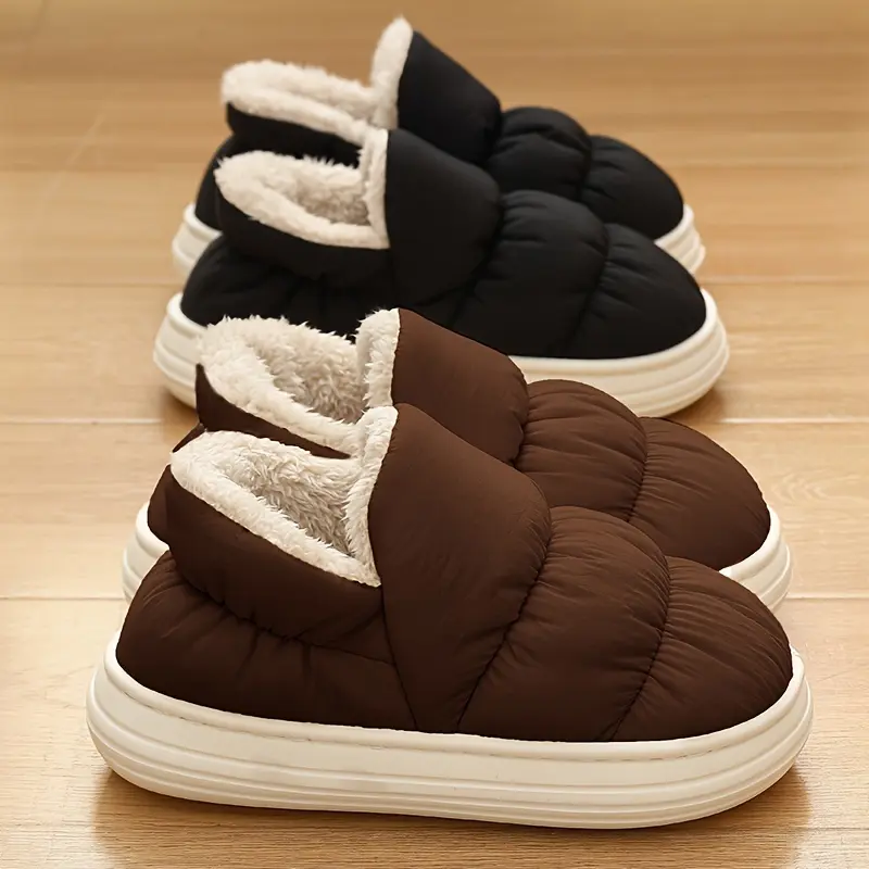 Women's Casual Ankle Bootie Slippers, Solid Cotton Slip-On with Plush Lining and Anti-Slip EVA Flat Sole for Indoor Outdoor Use