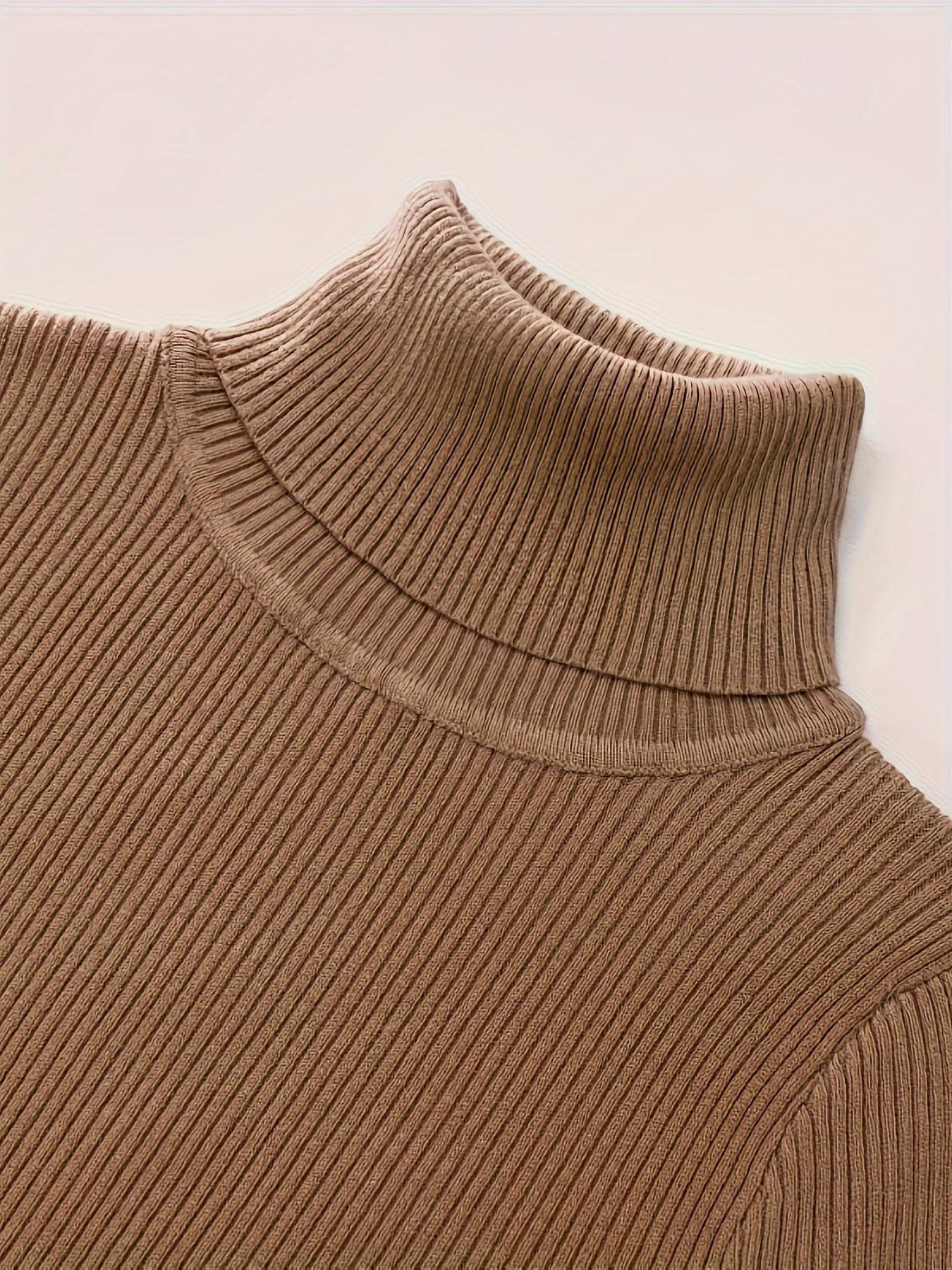 Women's 3-Pack Long-Sleeve Knitted Turtleneck Pullover Sweaters - Solid Color, Casual Fall Winter Basic High-Neck Clothes