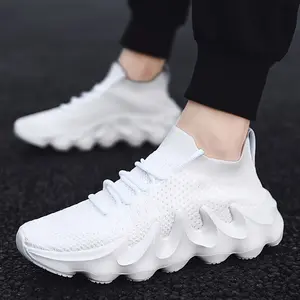 Mens Comfy Slip-On Platform Sneakers - Breathable Shock Absorption, Adjustable Lace, Trendy Design - Perfect for Outdoor Street Walking, Jogging, Spring, Summer