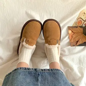 Women'S Cozy Fleece-Lined Slip-On Moccasins - Soft Brown Winter Shoes with Adjustable Buckle Strap, Plush Lining & Non-Slip Rubber Sole for Indoor/Outdoor Comfort, Cozy Shoes, Indoor Footwear, Plush Lined Interior Girl