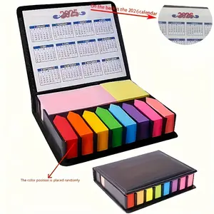 [Faux Leather Organizer] 2025-2026 Faux Leather Boxed Organizer - 2000 Pages (1000 Sheets) |   Multi-Color Sticky Notes with Calendar Grid, Textured Finish & Portable Design for Office, School, Home Planning |   Compact Organizer,